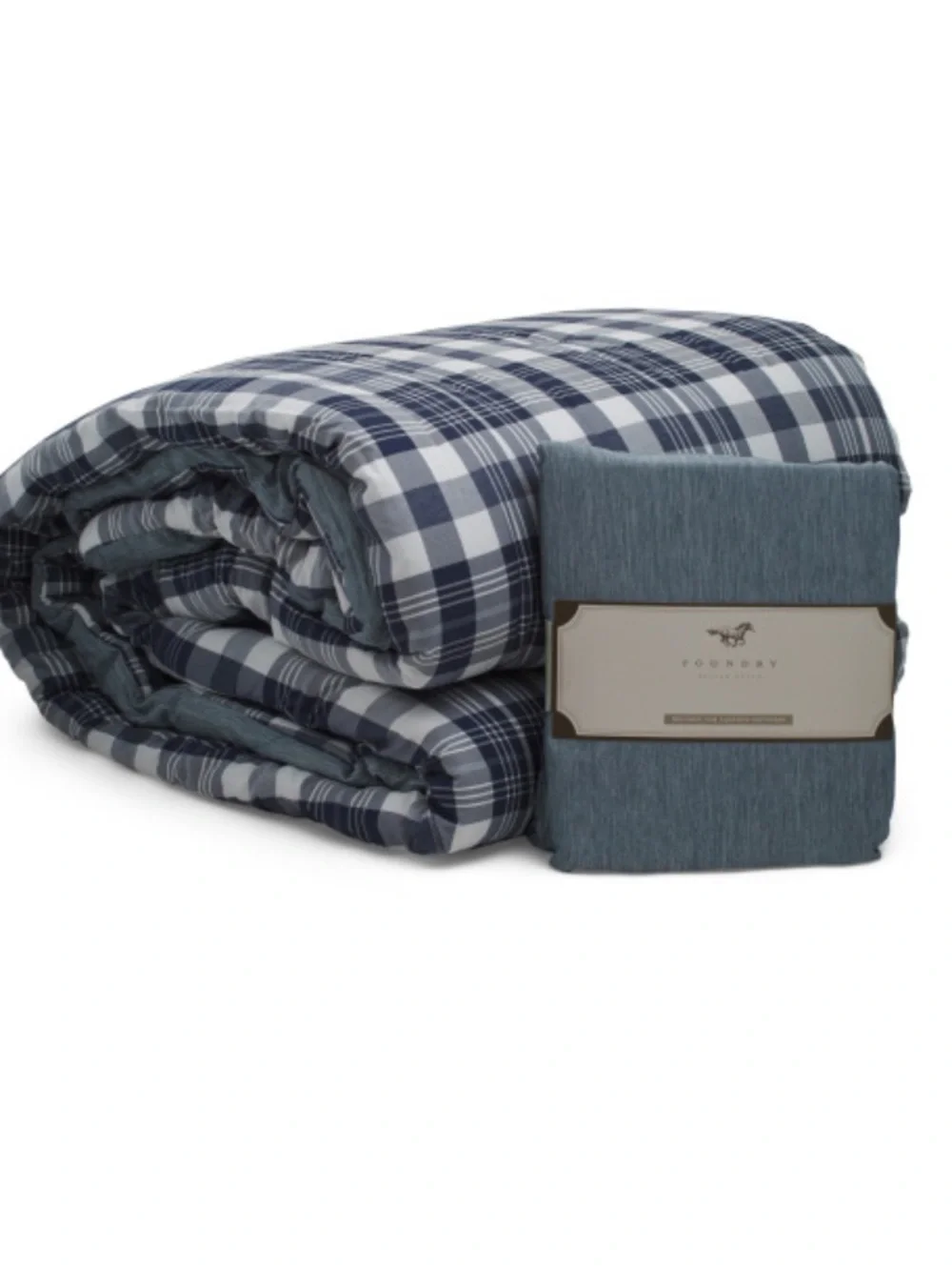 Foundry Navy & White Plaid 7 Piece comforter Set